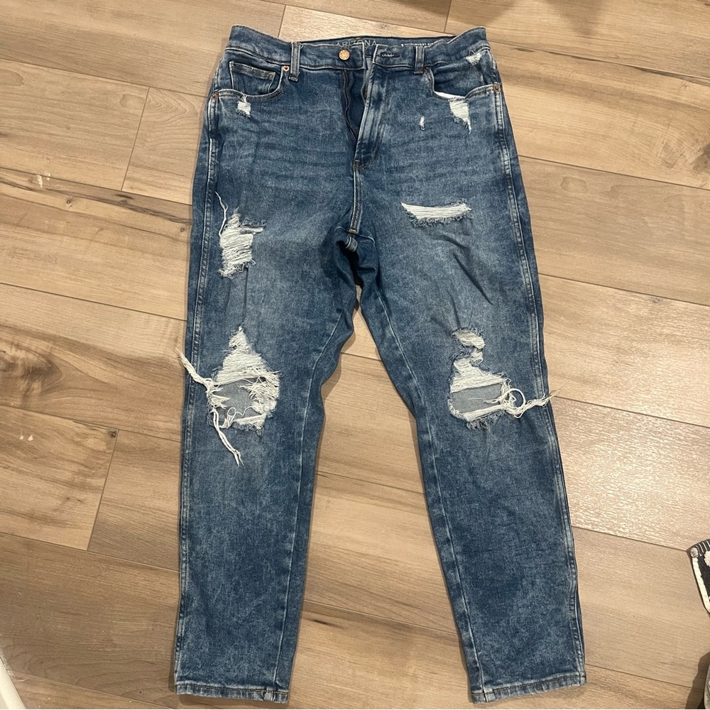 Arizona Jean Company Highest Rise Curvy Mom Distressed Denim